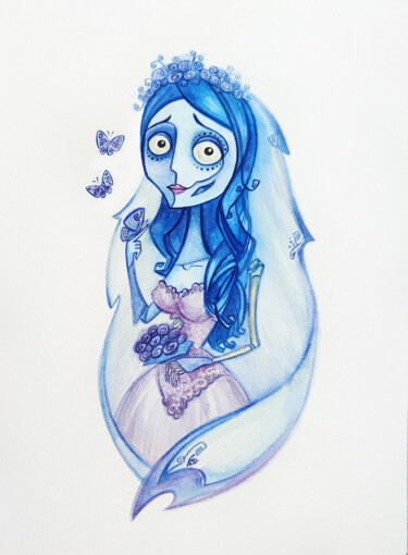 绘画 标题为“The Corpse Bride” 由Yulia Belasla, 原创艺术品, 水彩