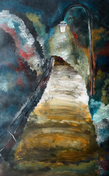 Peinture intitulée "La route est longue" par Olivier De Pooter, Œuvre d'art originale, Acrylique