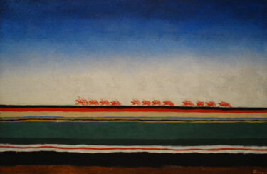 La Charge de la cavalerie rouge Peinture intitulée "La Charge de la cav…" par Kasimir Malevitch, Œuvre d'art originale, Huile