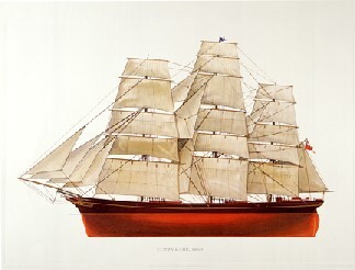 Drawing titled "Cutty Sark 1869" by Melbourne Smith, Original Artwork