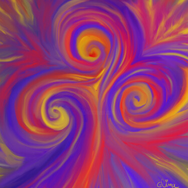 Digitale Kunst mit dem Titel "Energies vibratoires" von Elina, Original-Kunstwerk, Digitale Malerei