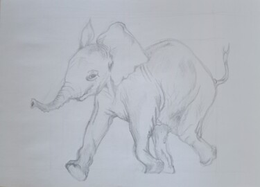 图画 标题为“baby elephant” 由Liudmila Rabinovich, 原创艺术品, 铅笔