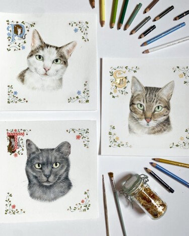 图画 标题为“Portrait animalier…” 由Célestine Brunon, 原创艺术品, 铅笔
