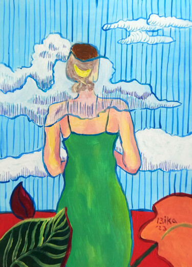 Schilderij getiteld "Clouds" door Viktoriia Slavinska, Origineel Kunstwerk, Acryl