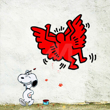 Malerei mit dem Titel "Keith Haring, Snoop…" von Benny Arte, Original-Kunstwerk, Digitale Malerei