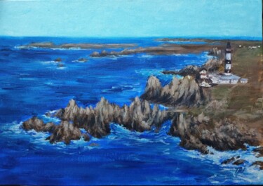Phare du Créach - Ouessant Peinture intitulée "Phare du Créach - O…" par Tatiana Ianciu, Œuvre d'art originale, Acrylique Monté sur Carton