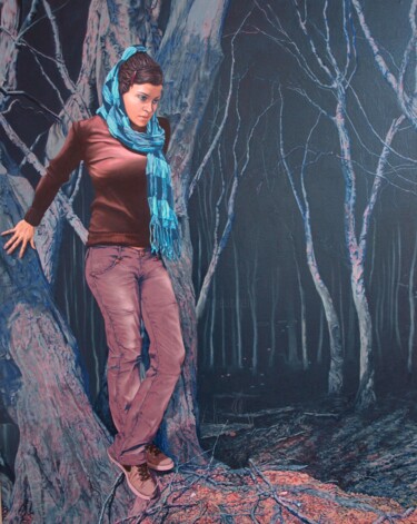 Frau im Wald _ Woman in the woods Peinture intitulée "Frau im Wald _ Woma…" par Oleg Breininger, Œuvre d'art originale, Huile