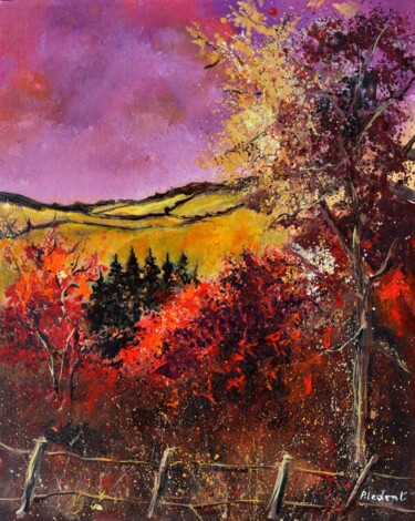 Peinture intitulée "Autumn in my countr…" par Pol Ledent, Œuvre d'art originale, Huile Monté sur Châssis en bois