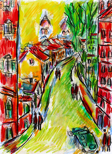 Peinture intitulée "Green car" par Jean Mirre, Œuvre d'art originale, Huile