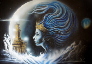 L'ère du verseau Peinture intitulée "L'ère du verseau" par Angelique Joao, Œuvre d'art originale, Acrylique