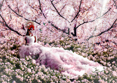 La Catrina, white roses and cherry blossoms Photography titled "La Catrina, white r…" by R&N Photography, Original Artwork, Digital Photography