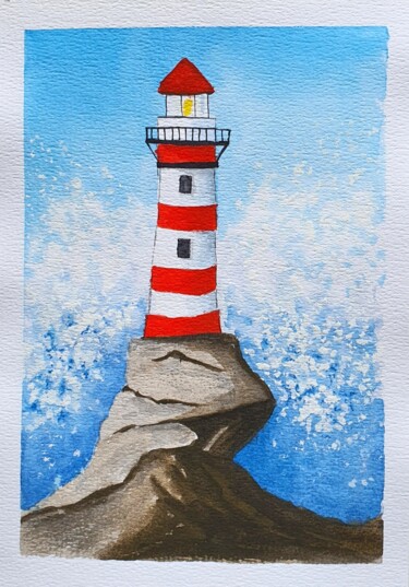 제목이 "Lighthouse"인 미술작품 Liliia Yeremenko로, 원작, 수채화