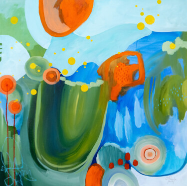 Peinture intitulée "Mojito sur la plage" par Chantal Proulx, Œuvre d'art originale, Acrylique Monté sur Châssis en bois