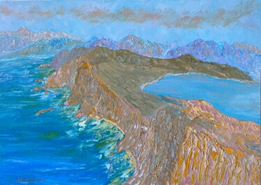 Painting titled "Scandola vue global…" by Jm Mariani, Original Artwork, Oil Mounted on Wood Stretcher frame