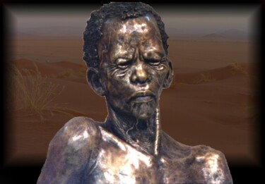 雕塑 标题为“Bushman bust” 由Willem Botha, 原创艺术品, 青铜