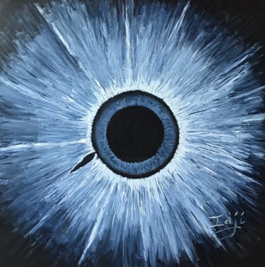 Painting titled "Iris" by Eric Garnier (Idji), Original Artwork, Acrylic Mounted on Wood Stretcher frame