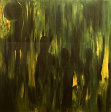 Pintura intitulada "Black Moon" por Gina Lafont, Obras de arte originais, Óleo