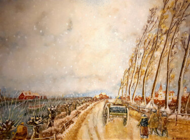 Painting titled "The vespers" by Andre Devolder, Original Artwork, Oil