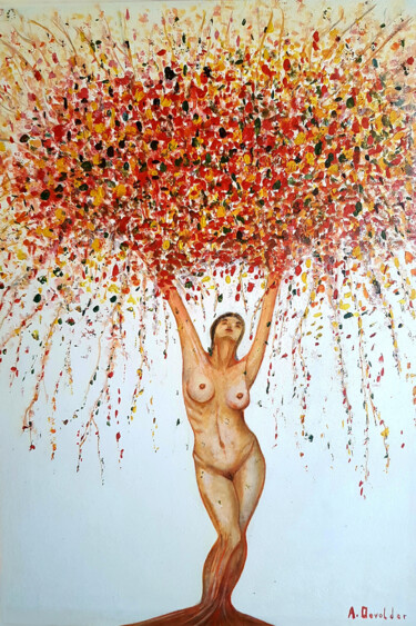 Painting titled "Tree of life" by Andre Devolder, Original Artwork, Oil