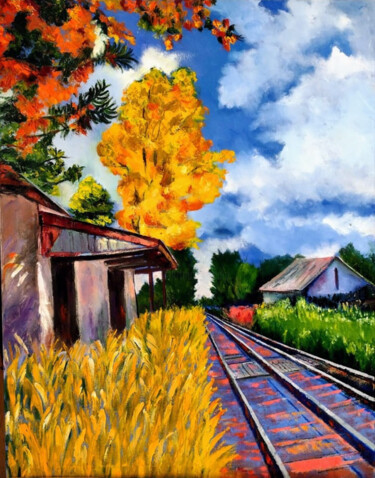 제목이 "Estación en Campo"인 미술작품 Inés Brasquet로, 원작, 기름
