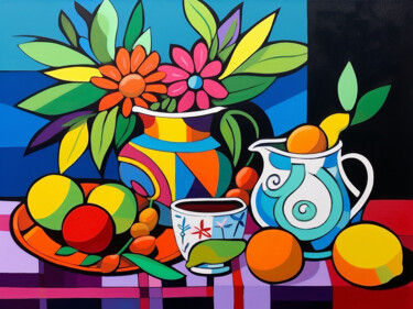 绘画 标题为“Vibrant still life” 由Kosta Morr, 原创艺术品, 丙烯 安装在木质担架架上