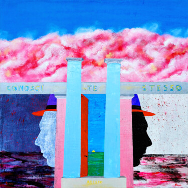绘画 标题为“conosci te stesso” 由Enrico Torricelli, 原创艺术品, 丙烯 安装在木质担架架上