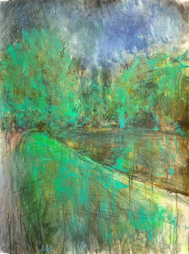 Peinture intitulée "LAC DES BUTTES CHAU…" par Xavier Auffret, Œuvre d'art originale, Acrylique
