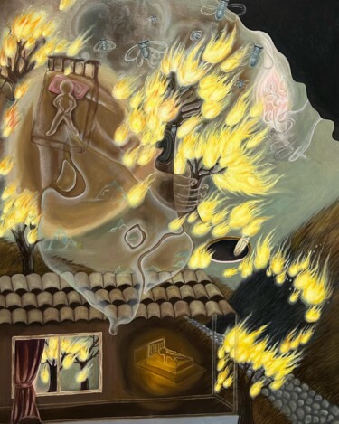 绘画 标题为“flam is the shape o…” 由Ruimin Ma, 原创艺术品, 油