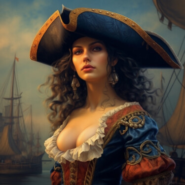 Digitale Kunst getiteld "Pirate Girl" door Wonder Art, Origineel Kunstwerk, 2D Digital Work