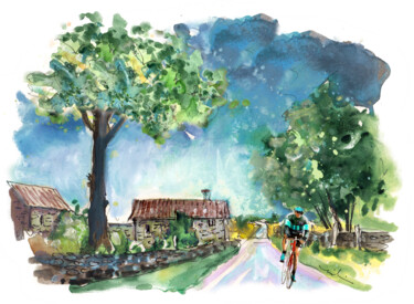 Painting titled "Cycling On The Nort…" by Miki De Goodaboom, Original Artwork, Watercolor