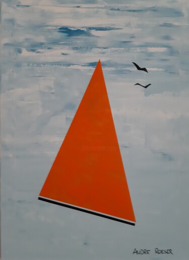 绘画 标题为“Voile orange” 由André Roeser, 原创艺术品, 丙烯 安装在木质担架架上