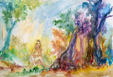 Eve in paradise 绘画 标题为“Eve in paradise” 由Zsolt Székelyhidi, 原创艺术品, 水彩