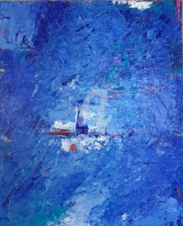 Abstraction bleue juin 2023 Peinture intitulée "Abstraction bleue j…" par Jean-Marc Chapelet (jeanmarchapelet), Œuvre d'art originale, Huile