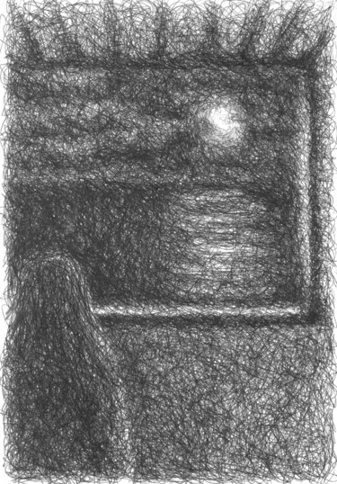 Drawing titled "La Sorcière 2." by Oscar Olarte, Original Artwork, Ballpoint pen Mounted on Cardboard