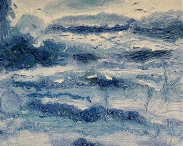Painting titled "#L'Onde si lasse" by François Martigné, Original Artwork, Oil
