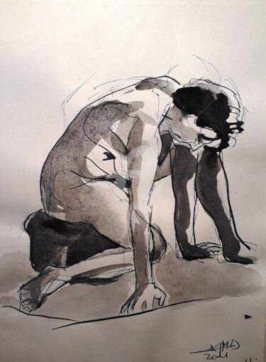 gé'nu' flexion Dessin intitulée "gé'nu' flexion" par Jean-Michel Desterke, Œuvre d'art originale, Encre