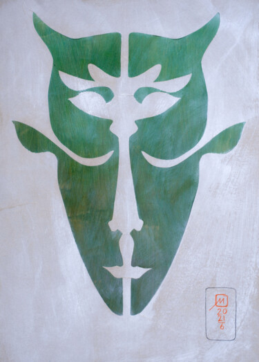 Collagen mit dem Titel "träumender Faun" von Marc René Geiser (slvrlane), Original-Kunstwerk, Pigmente