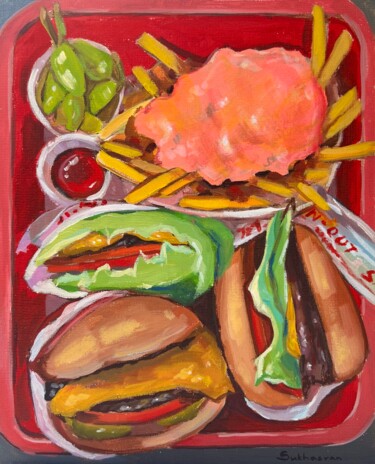 Still Life with In-N-Out Burgers and Animal Style Fries Painting titled "Still Life with In-…" by Victoria Sukhasyan, Original Artwork, Acrylic