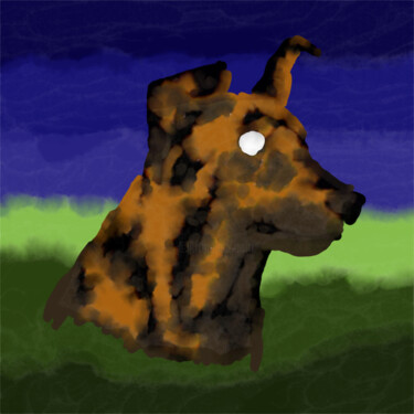 Digital Arts titled "White eyed dog" by Hans Korevaar, Original Artwork, Digital Painting