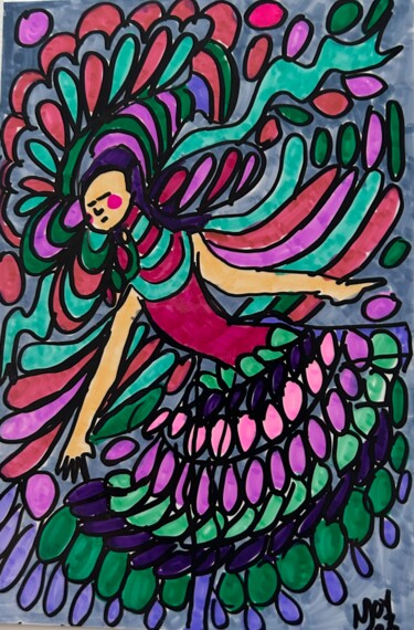 Drawing titled "Fancy Free" by Njoy, Original Artwork, Gel pen