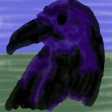 제목이 "Raven in purple"인 디지털 아트 Hans Korevaar로, 원작, 디지털 페인팅