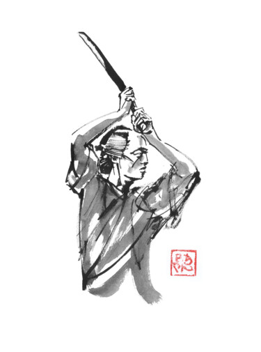 图画 标题为“avant de frapper” 由Péchane, 原创艺术品, 水彩