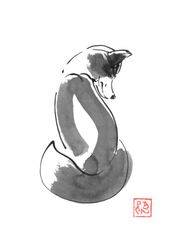 图画 标题为“fox simple” 由Péchane, 原创艺术品, 水彩