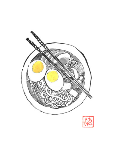 图画 标题为“ramen bowl” 由Péchane, 原创艺术品, 水彩