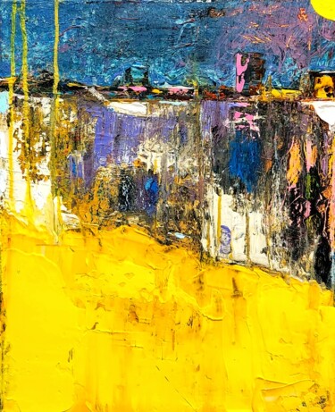 Peinture intitulée "Miroir sur la ville" par Claude Lépine, Œuvre d'art originale, Acrylique Monté sur Châssis en bois