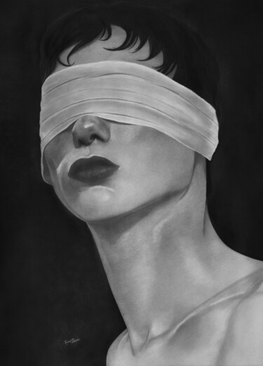 Drawing titled "Blind Heart" by Annabel, Original Artwork, Charcoal