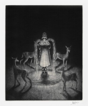 Gravures & estampes intitulée "Offrande de l'Eau" par Raphael Del Rosario, Œuvre d'art originale, Gravure