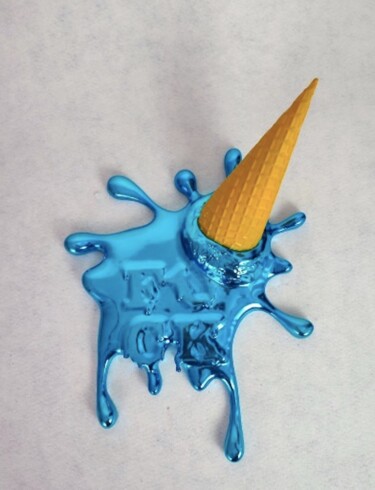 Sculpture titled "Fucking world Blue" by Sagrasse, Original Artwork, Resin Mounted on Other rigid panel