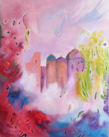 Painting titled "Aux Portes de l'Eden" by Geneviève Pace, Original Artwork, Oil