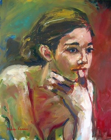 Peinture intitulée "Adolescence" par Karine Lemoine, Œuvre d'art originale